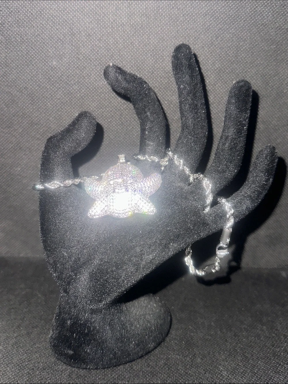 Silver-Tone Chain Necklace with Ghost Charm